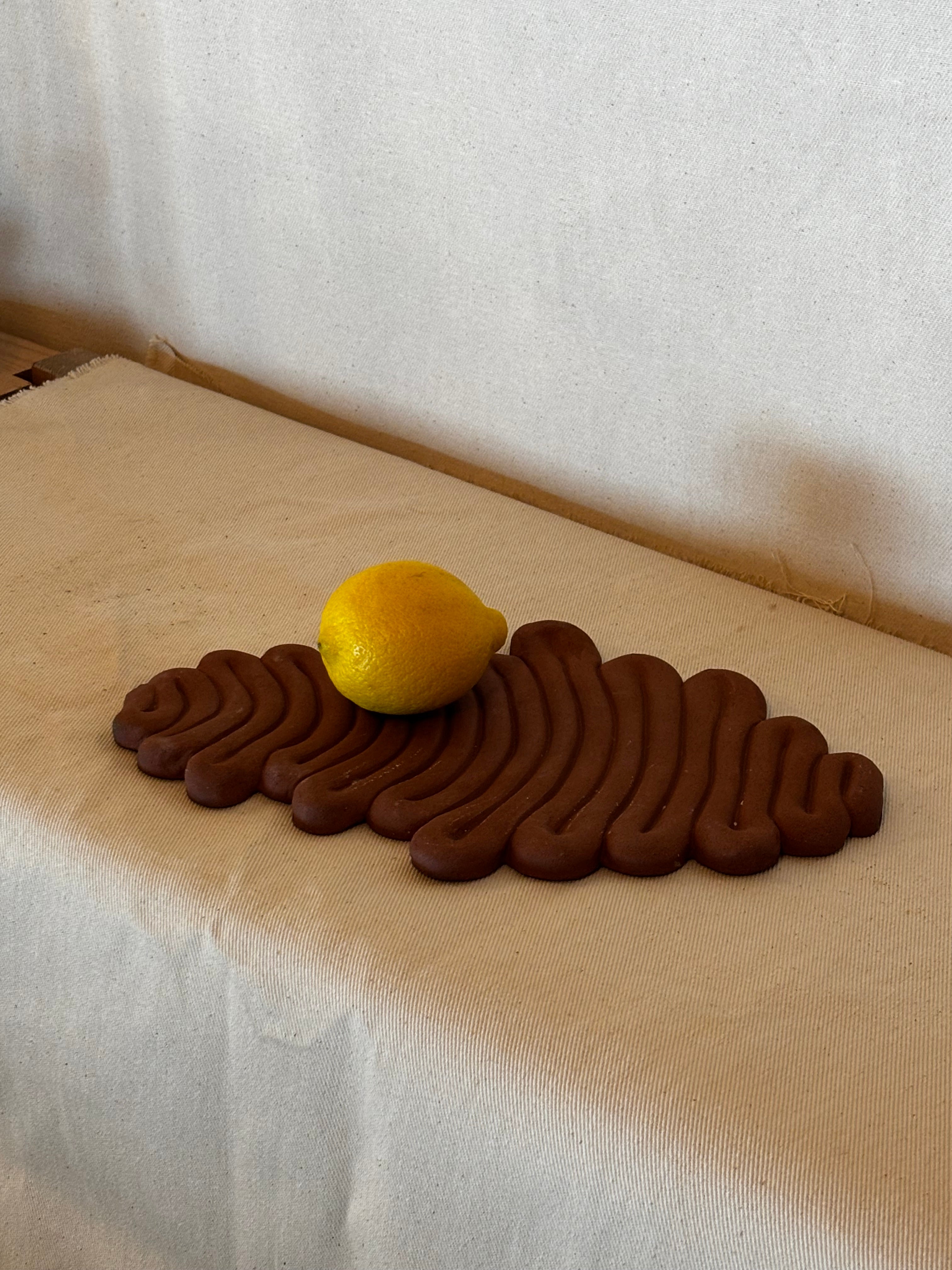 Scratched Terracotta Wave Tray
