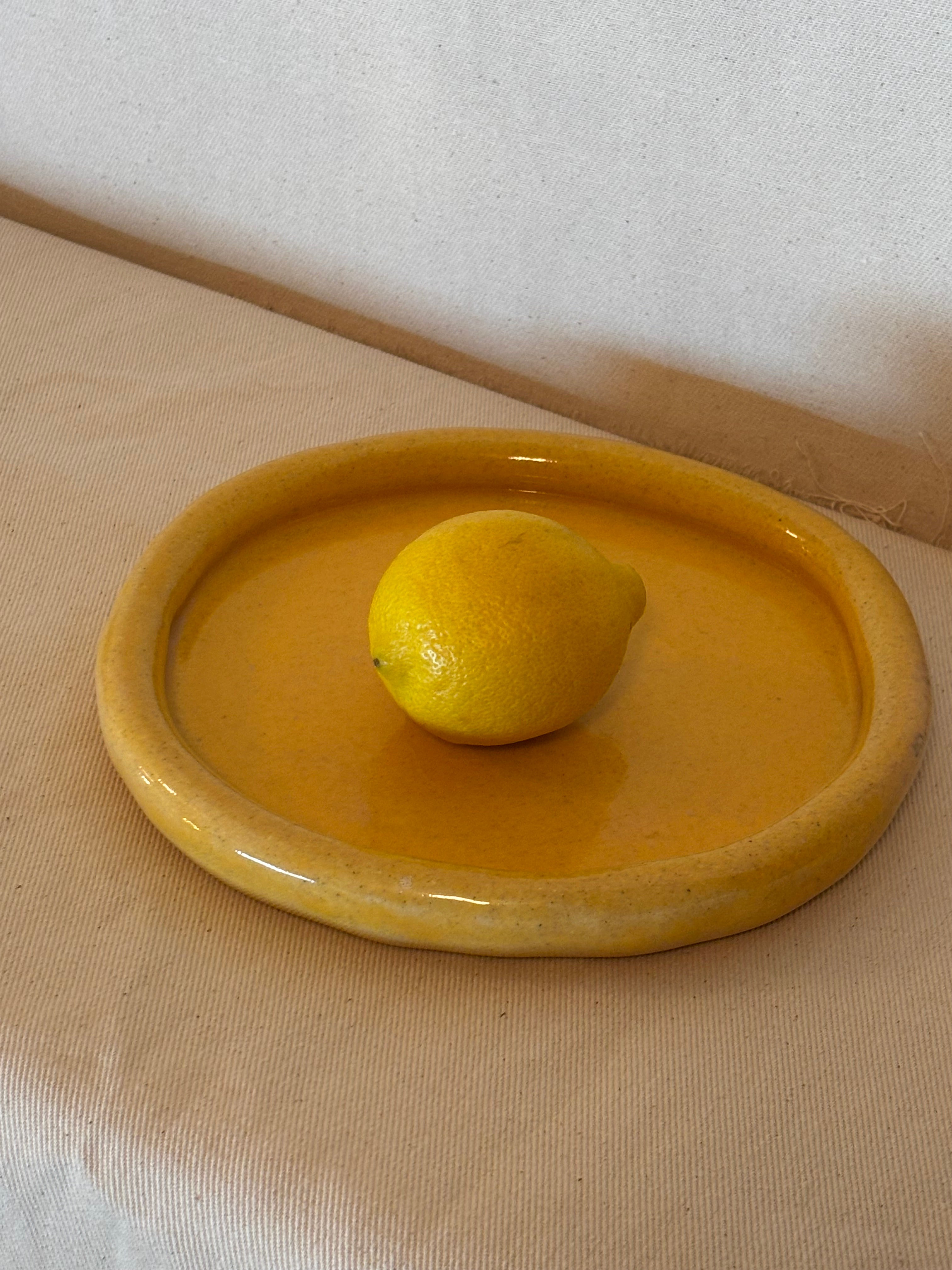 Yellow Starter Plate - with Glaze flaw