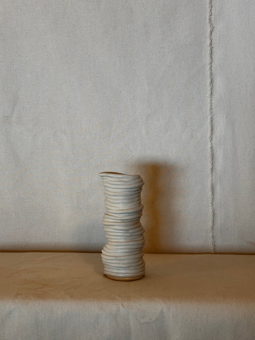 Glazed tall pourer - cracked base / glaze matte